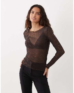 Jdy Top A Maniche Lunghe - Marrone
