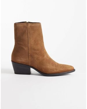 Mango – cowboy-stiefel aus reinem wildleder - Weiß