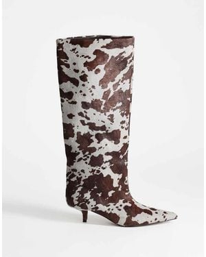 TOPSHOP Tina Stivale Al Ginocchio Con Tacco Kitten - Bianco