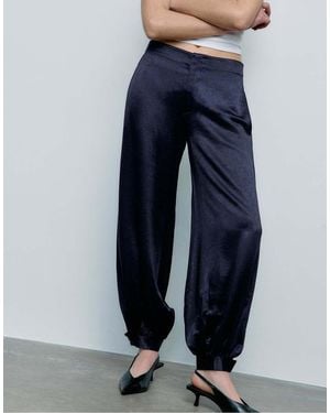 Stradivarius Smart Satin Balloon Trousers - Blue