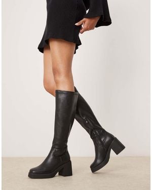 New Look Chunky Heel Knee Boot - Black