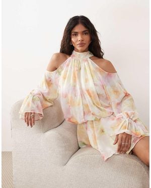 Gina Tricot Boho Chiffon Mini Dress - Natural
