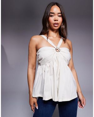 River Island Polplin Halterneck Top - Grey
