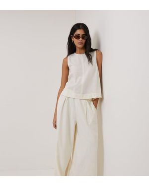 Nobody's Child Petite Linen-Blend Wide Leg Trousers - Natural