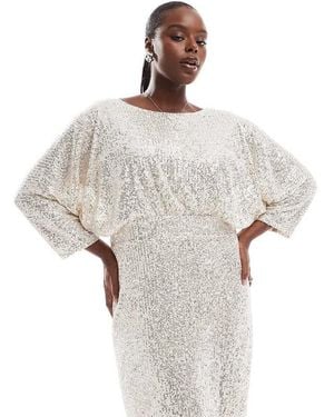 Tfnc Plus Sequin Kimono Top Mini Dress - White