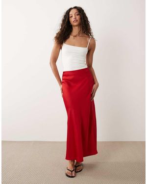 Vila Falda Larga Roja De Satén De - Rojo
