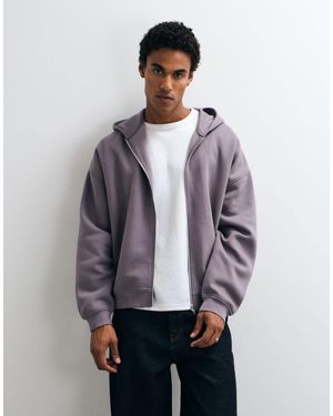 ASOS Extreme Oversized Zip Through Hoodie With Side Seam Pockets - Gray