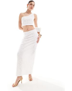 4th & Reckless Broderie Lace Maxi Skirt Co-Ord - White