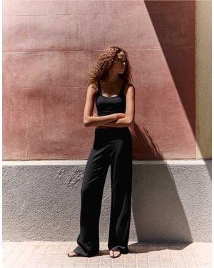Bershka Petite Wide-leg Trousers - Black