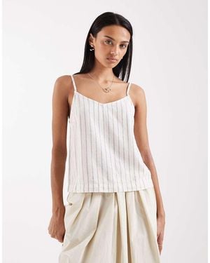 JJXX Linen-blend Stripe Cami Top - White
