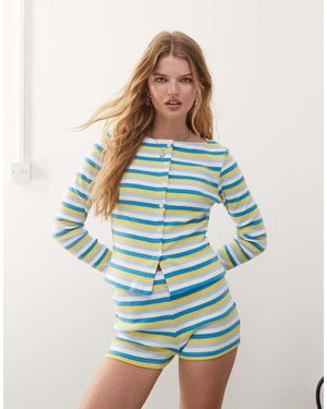 Reclaimed Vintage Button Through Top Co-ord - Blue