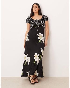 ASOS Asos Design Curve Scoop Neck Maxi Dress With Frill And Tie Detail - White