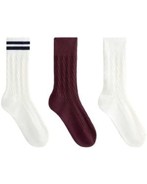 Oysho 3 Pairs Of Cotton Blend Classic Socks - White
