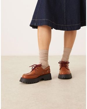 ASOS Monsoon Chunky Lace Up Boat Shoes - Blue