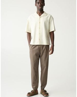 Pull&Bear Textured Weave jogger Trousers - Natural