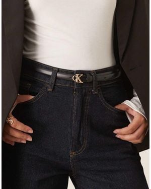 Calvin Klein Cintura Nera Con Fibbia Con Logo Ck - Nero