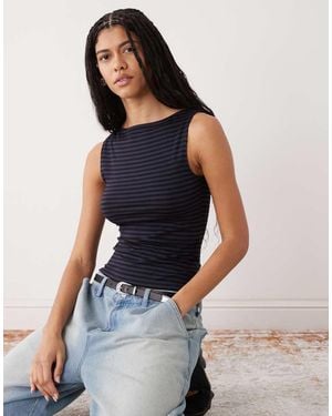 Weekday Annie Soft Boat Neck Sleeveless Top - Black