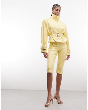 AFRM Scarlette Peplum Belt Detail Funnel Neck Jacket Co-ord - White