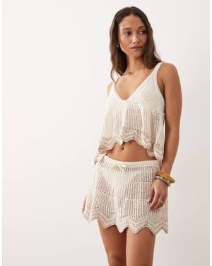 Miss Selfridge Open Stitch Skirt Co-ord - Natural