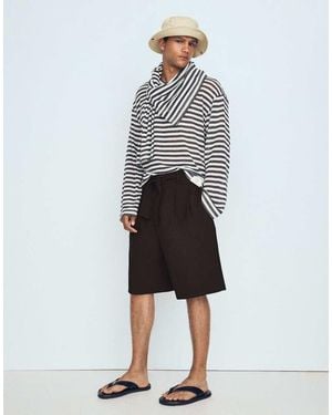 Bershka Wide-leg Bermuda Shorts With Belt - White