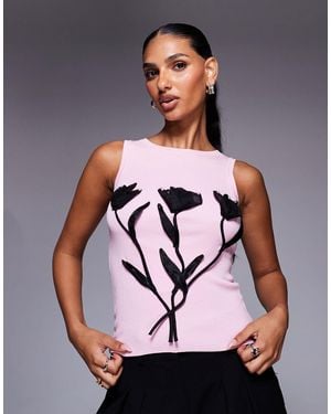 River Island – strick-trägertop - Pink