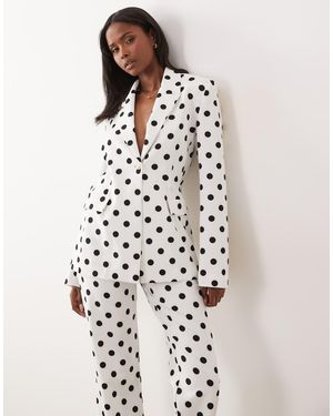 ASOS Elegante Blazer Met Stippen, Deel Van Co-Ord Set - Wit