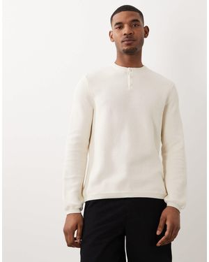 ASOS – locker geschnittener henley-strickpullover - Weiß