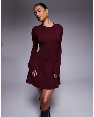 Kaiia – exclusive – kurzes skater-kleid aus kompaktstrick - Lila