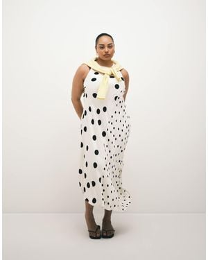 ASOS Asos Design Curve Racer Midi Dress With Asymmetric Hem - White