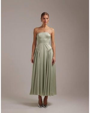 ASOS Bridesmaids Drop Waist Tie Detail Cami Midaxi Dress - Natural