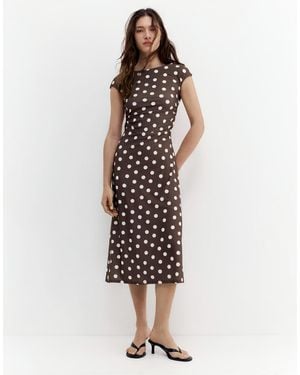 Pull&Bear Short Sleeve Midi Dress - Multicolour
