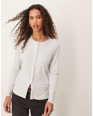 Abercrombie & Fitch Top A Maniche Lunghe Con Bottoni - Bianco