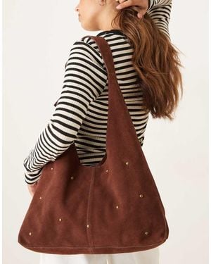 Barneys Originals Real Suede Slouch Shoulder Bag - Brown