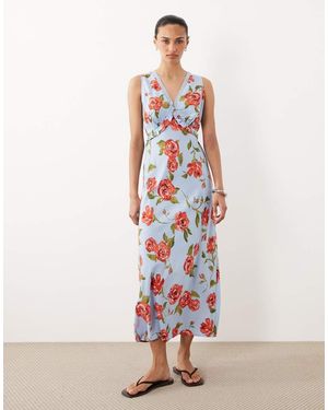 Wednesday's Girl Plunge Front Floral Print Dress - White