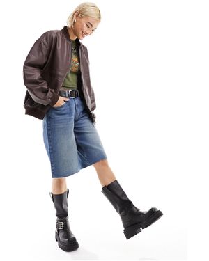 Bolongaro Trevor Oversized Leren Bomberjack - Blauw