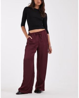 Vero Moda High Waist Satin Loose Fit Trousers - Red