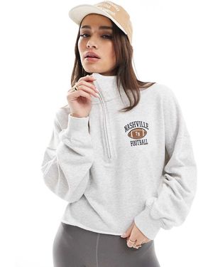 Hollister Sudadera Corta Con Media Cremallera Y Detalle De Bajo Sin Rematar De - Blanco