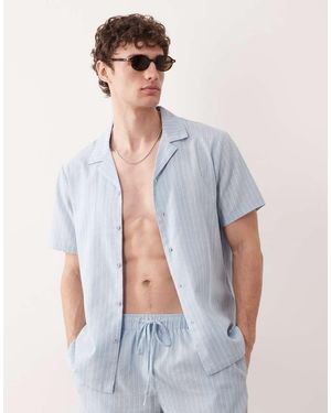 South Beach Short Sleeve Linen-look Shirt - Blue