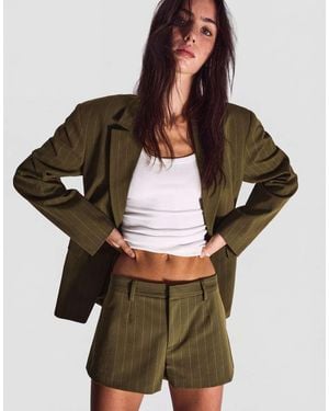 Bershka Mini Shorts With Belt Loops - Brown