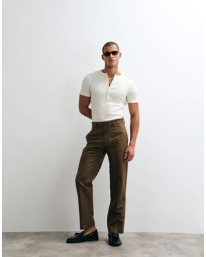 ASOS Tailored Linen Rich Straight Leg Pants - White