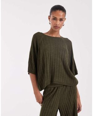 ONLY Conjunto De Top De Punto De Manga Corta En Verde