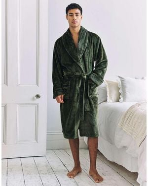 mens green dressing gown Men's Dressing Gown Tartan Black Watch Wool Navy main image 1