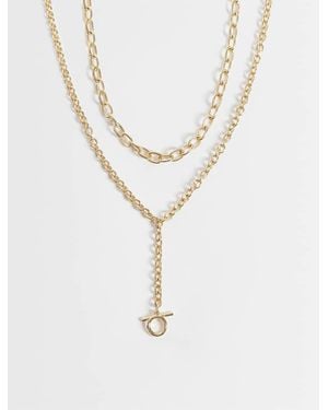 ASOS Collana A Più Fili Con Pendente A T - Bianco