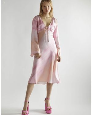 Glamorous Long Flared Sleeve Midi Dress - Pink