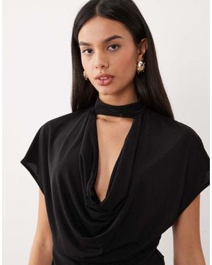 ASOS Top Semitrasparente Con Scollo Ad Anello Profondo - Nero