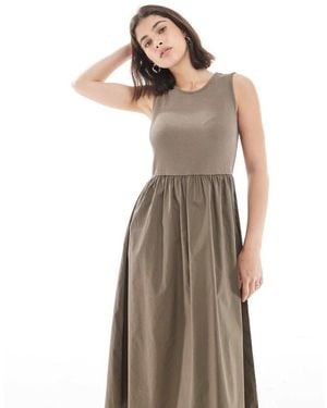 Pieces Woven Skirt Sleeveless Midi Dress - Natural