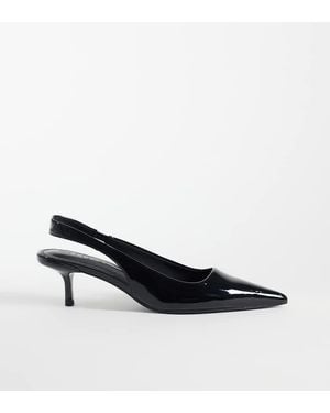 Asos Design Wide Fit Signature Kitten Heeled Shoes - Blue