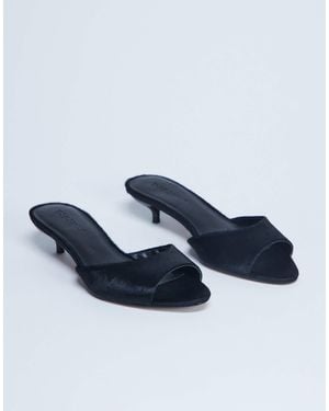 TOPSHOP Alba Real Leather Peep Toe Kitten Heel Mule - Blue