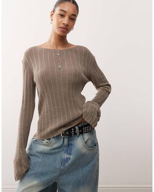 Weekday Exclusivité asos - - pull ajusté en maille semi-transparente - taupe - Neutre