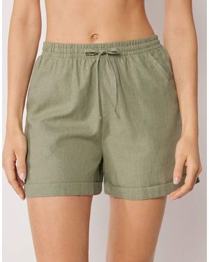 Calzedonia Linen And Viscose Beach Shorts - Green